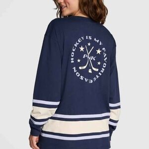 PINK Victoria's Secret Navy and White Long Sleeve Tee